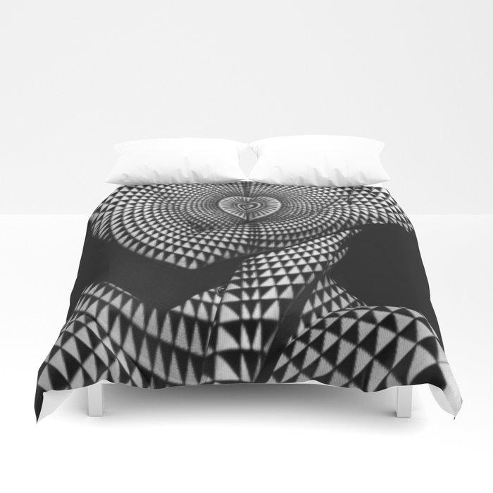 0622-JAL Heart Shape Pattern on Breasts and Nude Body Abstracted by Optical Patten Duvet Cover