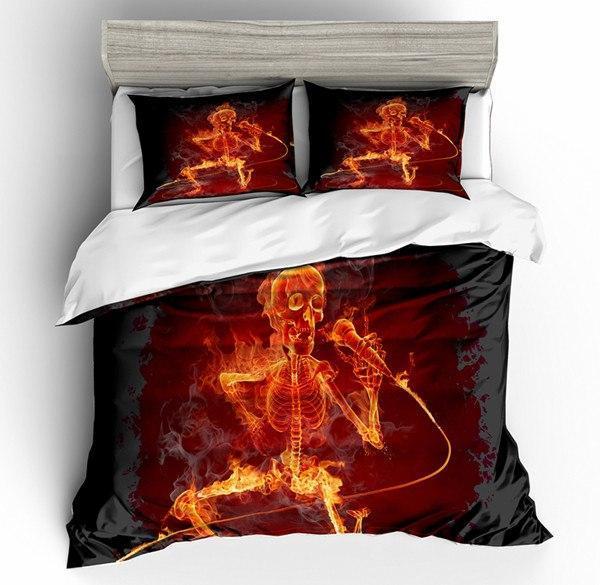 2/ 3D Fire Halloweenkull 3D Customized Duvet Cover Bedding Sets