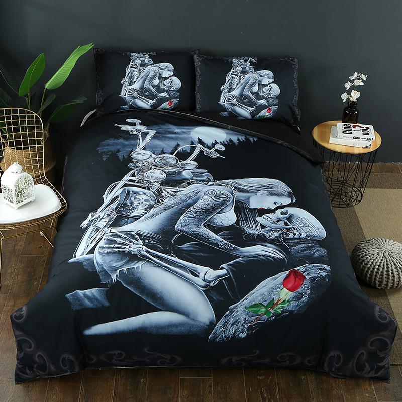 2/ 3D Ride Die Halley Motorcycle 3D Customized Duvet Cover Bedding Sets