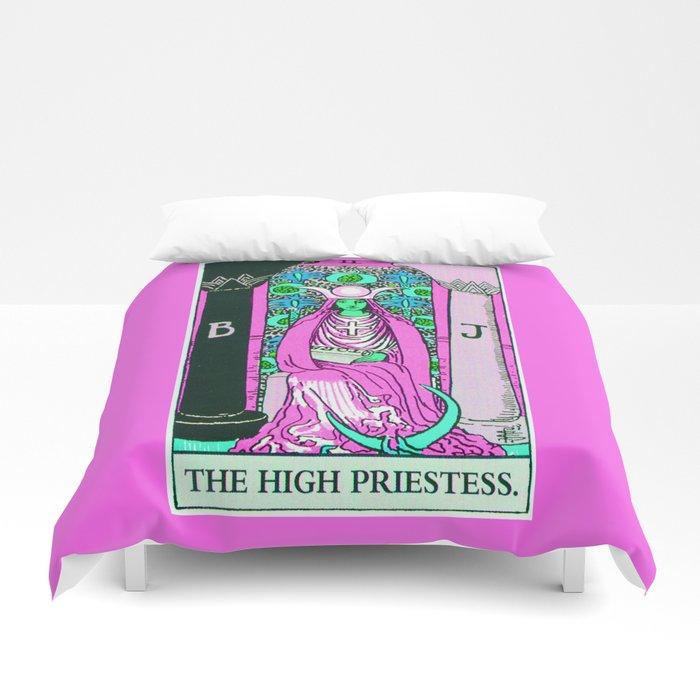 2. The High Priestess- Neon Dreams Tarot Duvet Cover