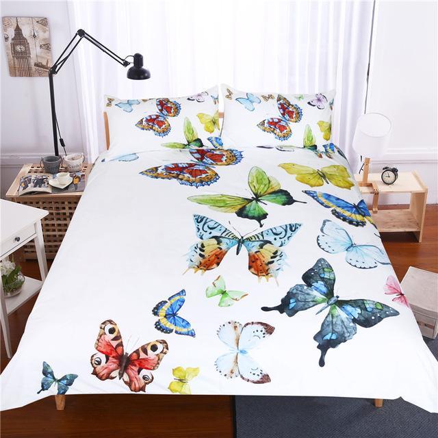 3 Pieces Flying Butterflies et Butterfly Collection Hypoallergenicoft Bed Coveret3D Customized Duvet Cover Bedding Sets