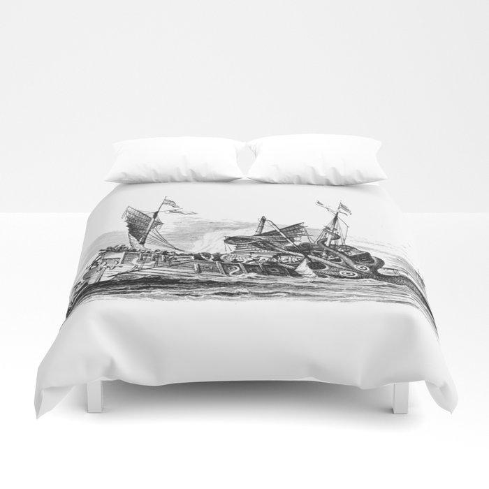 3D 1810 vintage nautical octopus steampunk kraken sea monster drawing print Denys de Montfort retro Duvet Cover Bedding Sets