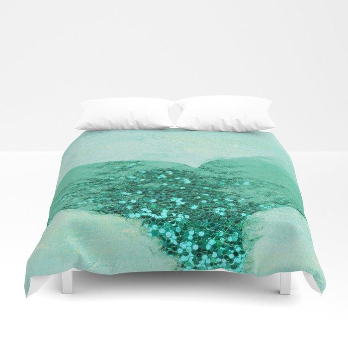 3D A Mermaid’s Tail III, painterly coastal art, aqua metal Duvet Cover Bedding Sets