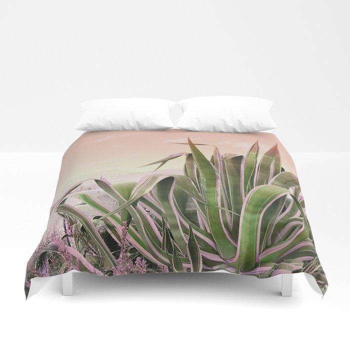 3D Agave in the Garden on Pastel Coral Duvet Cover Bedding Sets