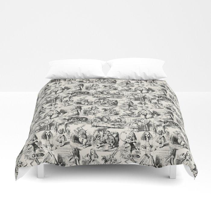 3D Alice in Wonderland | Toile de Jouy | Black and Beige Duvet Cover Bedding Sets