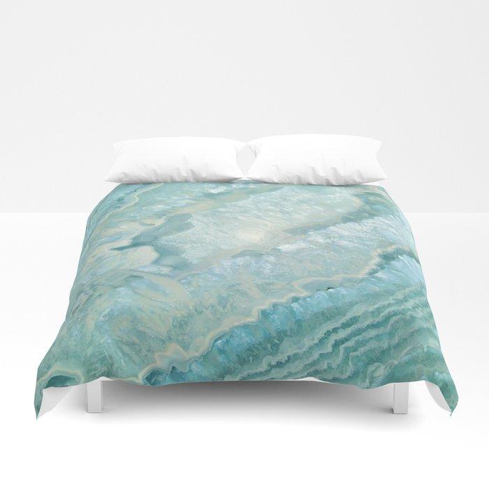 3D ‘Aquamarine Pastel and Teal Agate Crystal’ Duvet Cover Bedding Sets