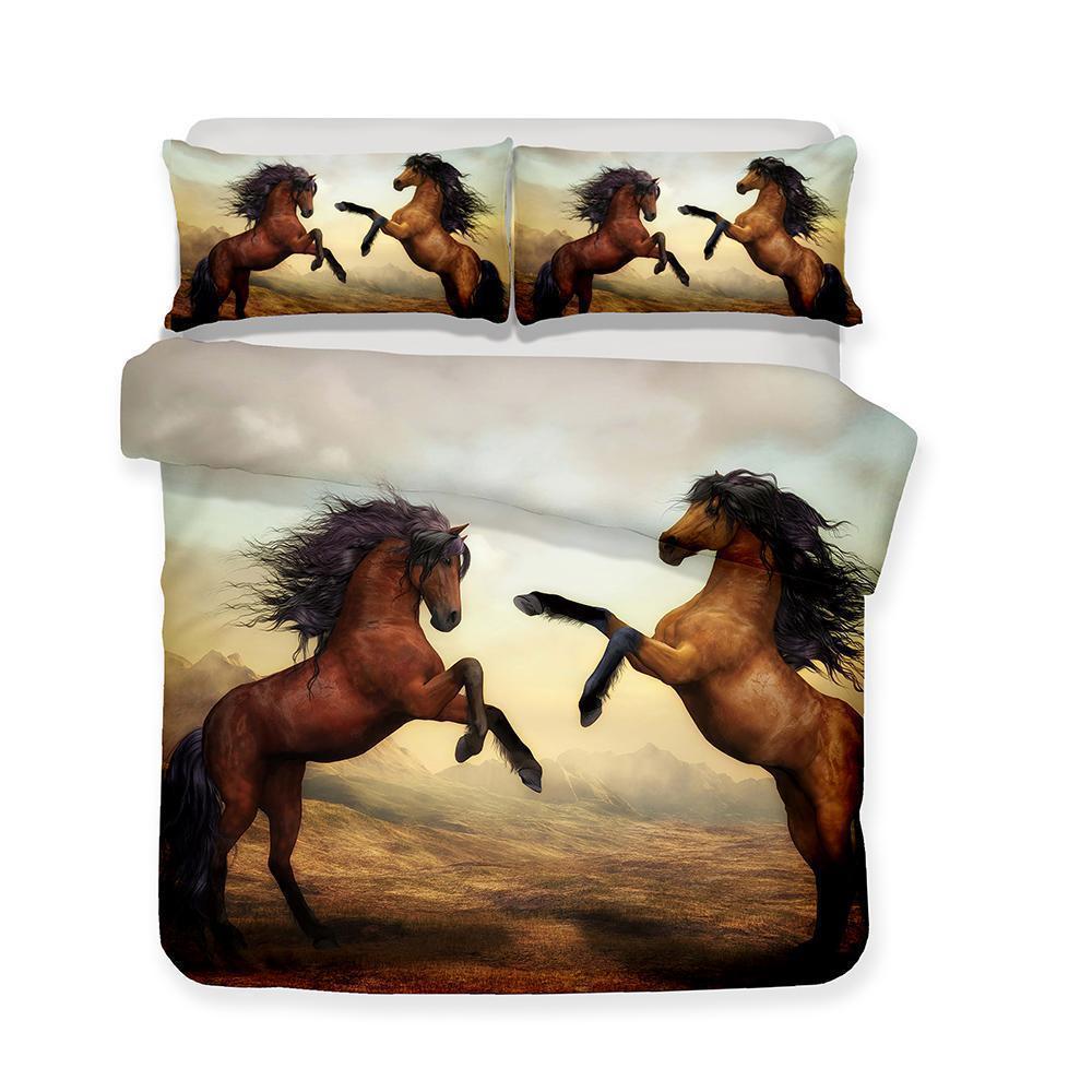 3d Art Horse Print 3 Piece Allize Print Bed Cover3D Customized Duvet Cover Bedding Sets