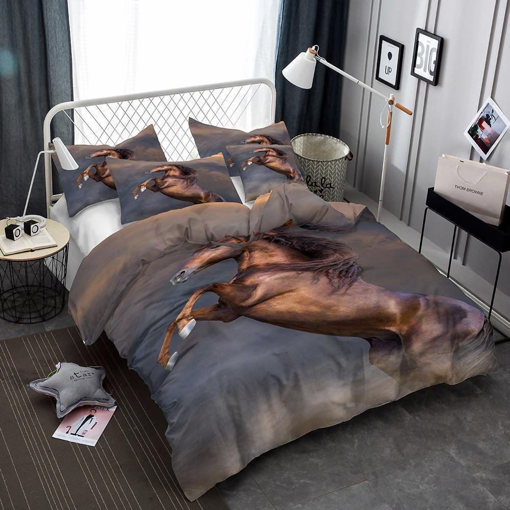 3d Art Horses Bed Horse Theme Luxury King 3D Customized Duvet Cover Bedding Sets