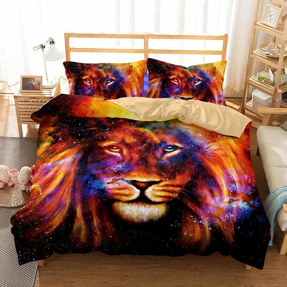 3D art lion pattern double full queen extra large quilt cover3D Customized Duvet Cover Bedding Sets