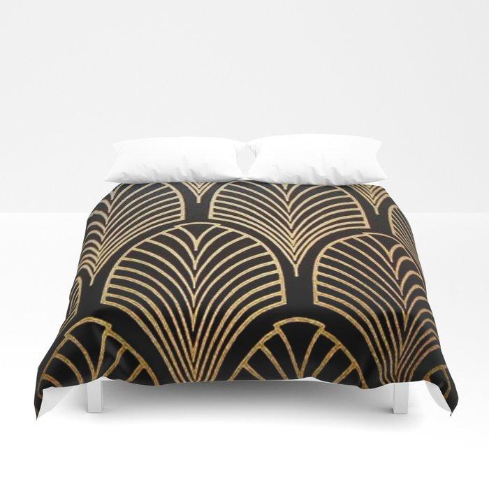 3D Art nouveau Black,bronze,gold,art deco,vintage,elegant,chic,belle époque Duvet Cover Bedding Sets