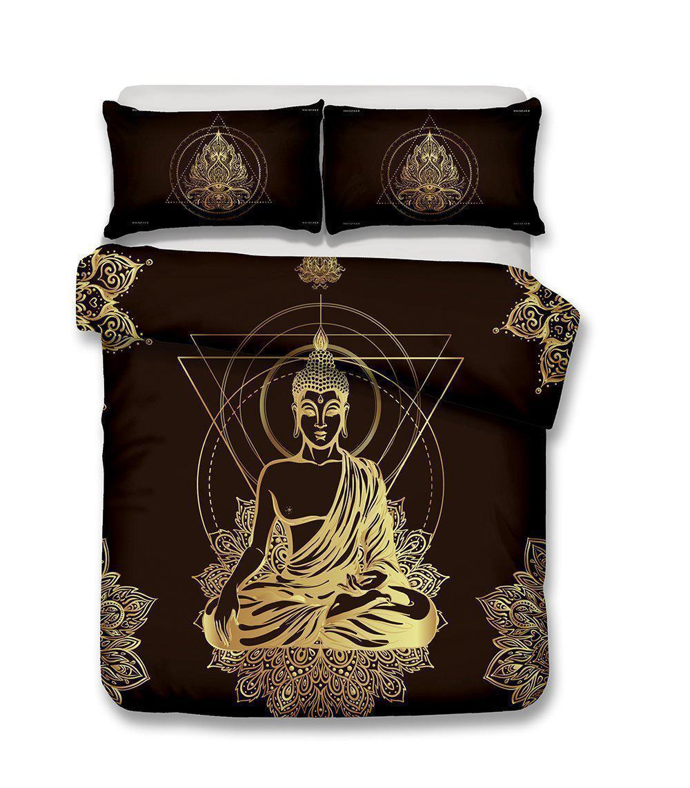 3d Art Print Bedding Buddha Green Theme Bedding Sets Buddhist Culture Comforter Boho Bedspreads