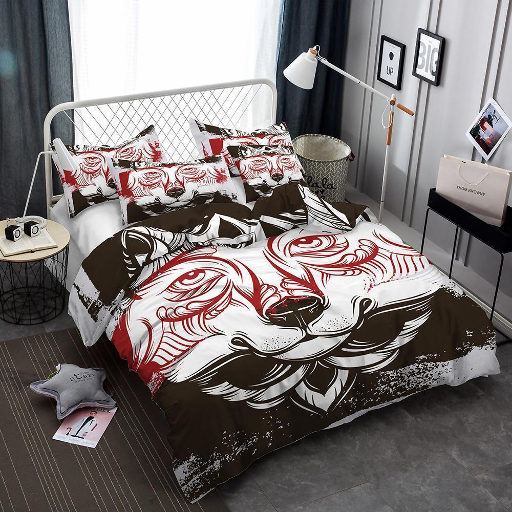 3d Art Wolf Pattern Printed et Wolf 3 Pieceet Queen Featured 3D Customized Duvet Cover Bedding Sets