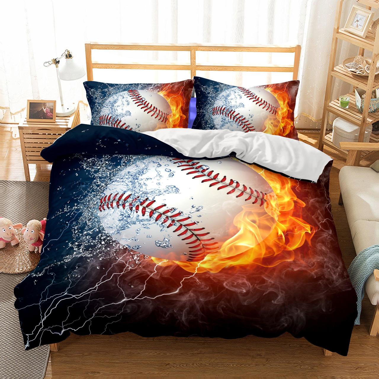 3D Bedding Wholesale Baseball Printed 3 Bedding Sets Duvet Cover Set