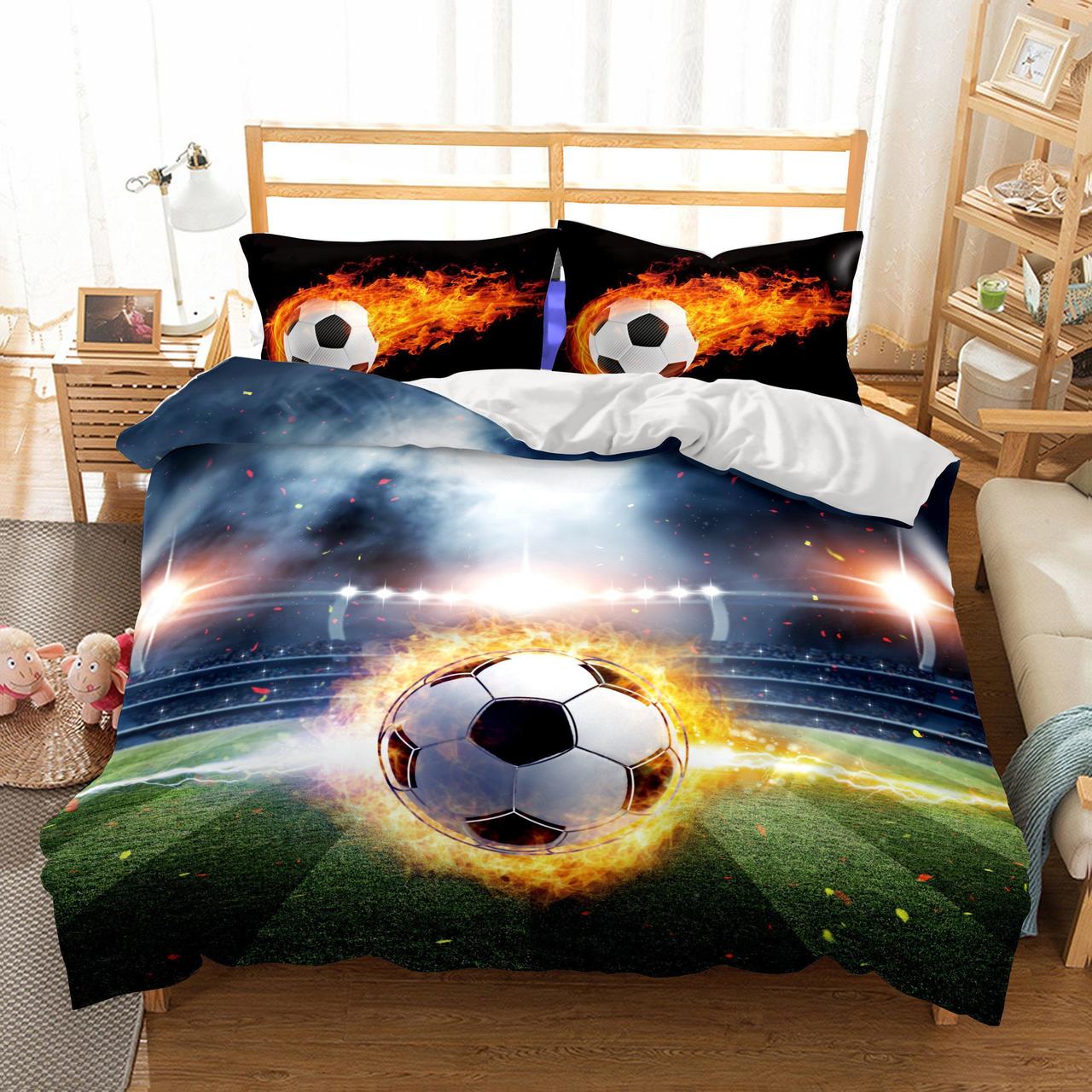 3D Bedding Wholesale Football Fire Printed Bedding Sets Duvet Cover Set