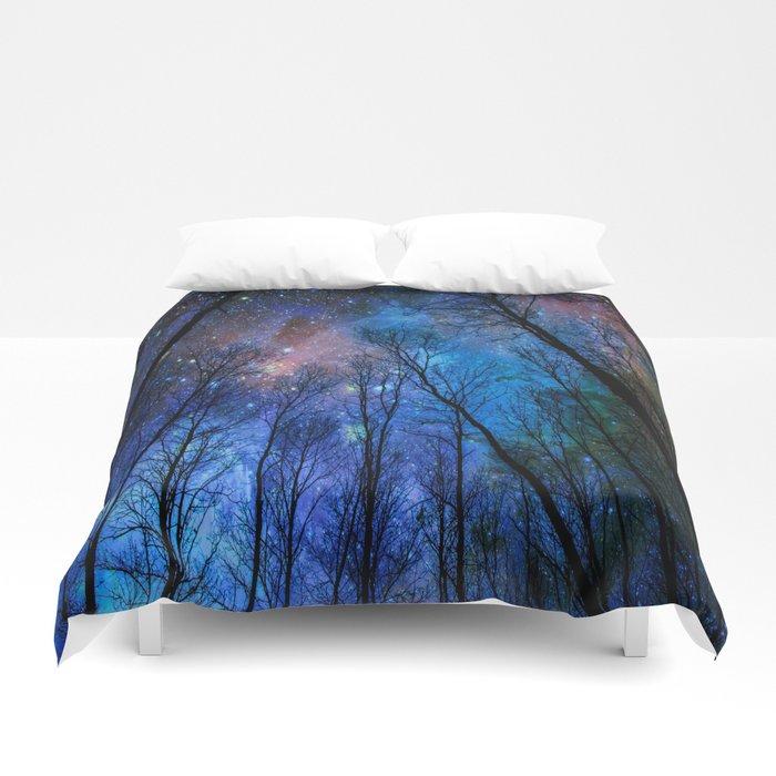 3D Black Trees Dark Blue Space Duvet Cover Bedding Sets