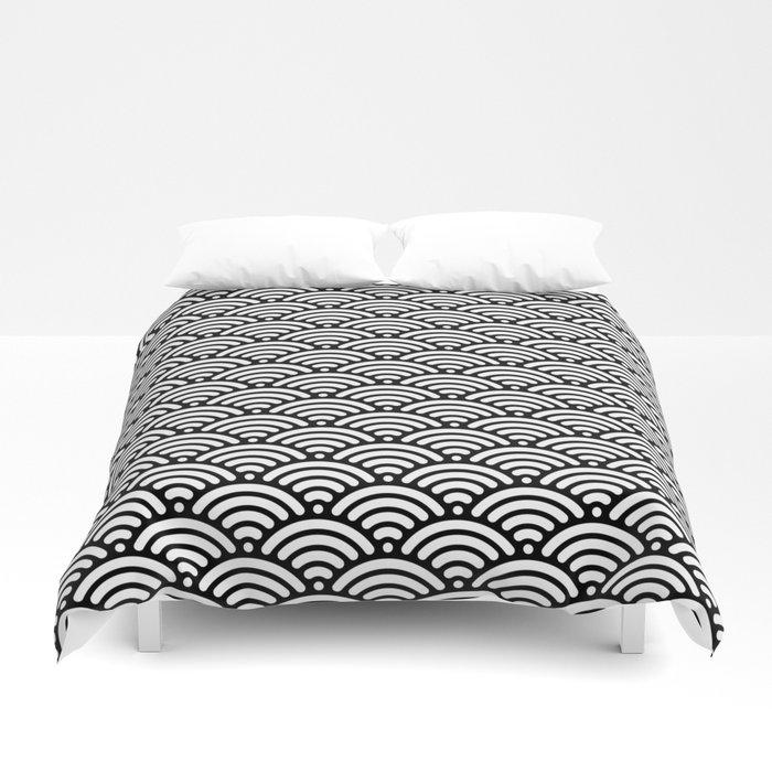 3D Black White Mermaid Scales Minimalist Duvet Cover Bedding Sets