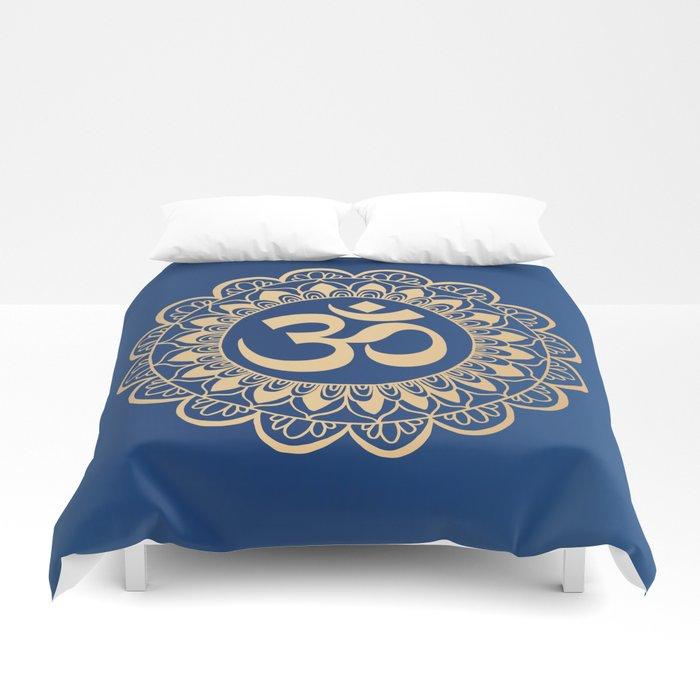 3D Blue and Gold Ohm Mandala Duvet Cover Bedding Sets