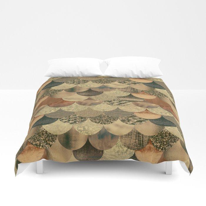 3D Brown Copper Glamour Mermaid Scale Pattern Duvet Cover Bedding Sets