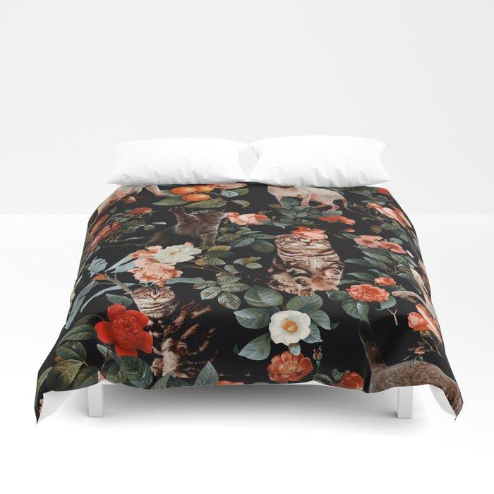 3D Cat and Floral Pattern II Duvet Cover Bedding Sets