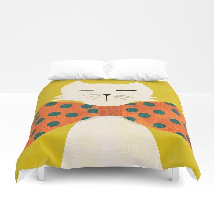 3D Cat with incredebly oversized humongous bowtie Duvet Cover Bedding Sets