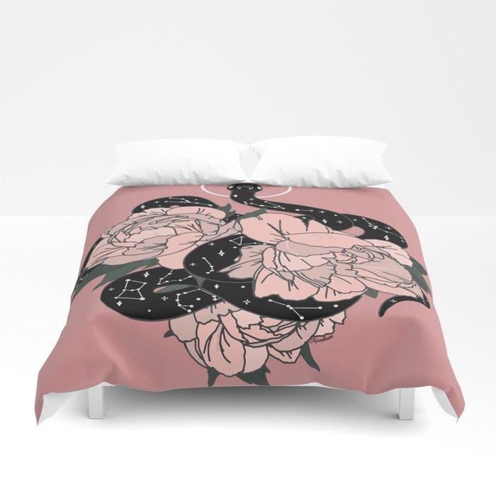 3D Celestial Snake In Pink By Moon Goddess Market Duvet Cover Bedding Sets