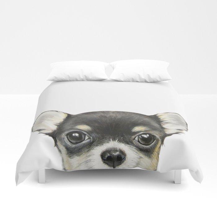 3D Chihuahua mix color Dog illustration original painting print Duvet Cover Bedding Sets