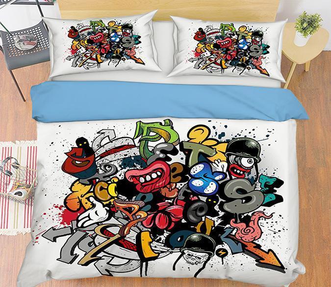3D Colorful Face 100 Bed Pillowcases Quilt