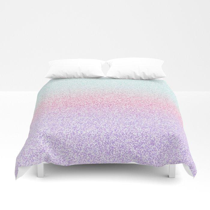 3D Colorful Purple, Pink and Green Watercolor Trendy Glitter Mermaid Pastel Iridescent Duvet Cover Bedding Sets