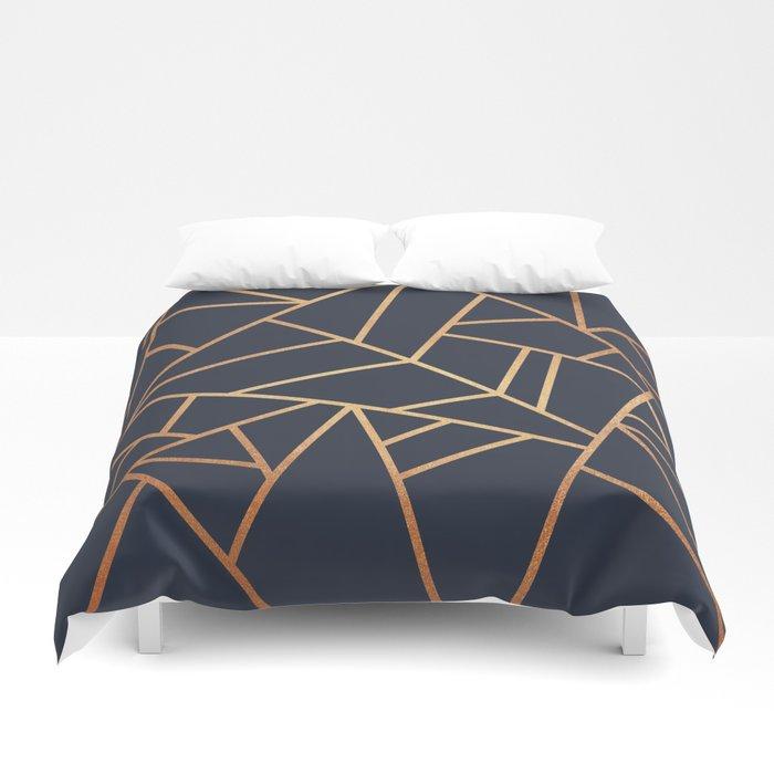 3D Copper and Midnight Navy Duvet Cover Bedding Sets
