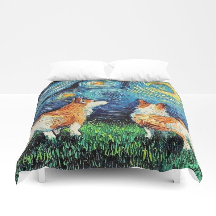3D Corgi in Starry Night Duvet Cover Bedding Sets