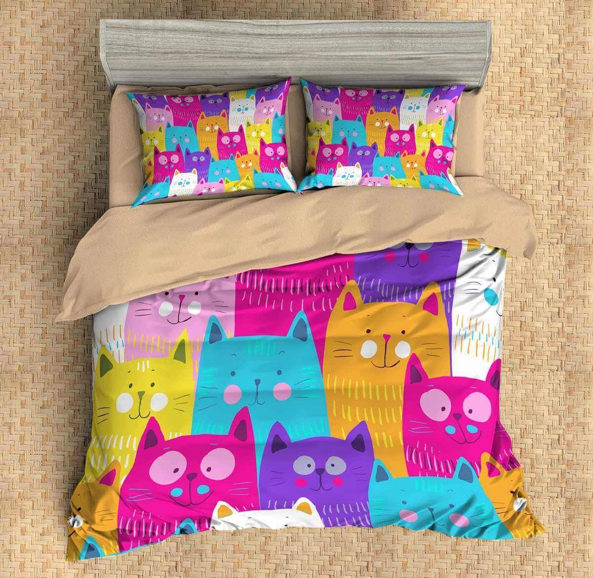 3D Customize Cartoon Cats Customized Bedding Sets Duvet Cover