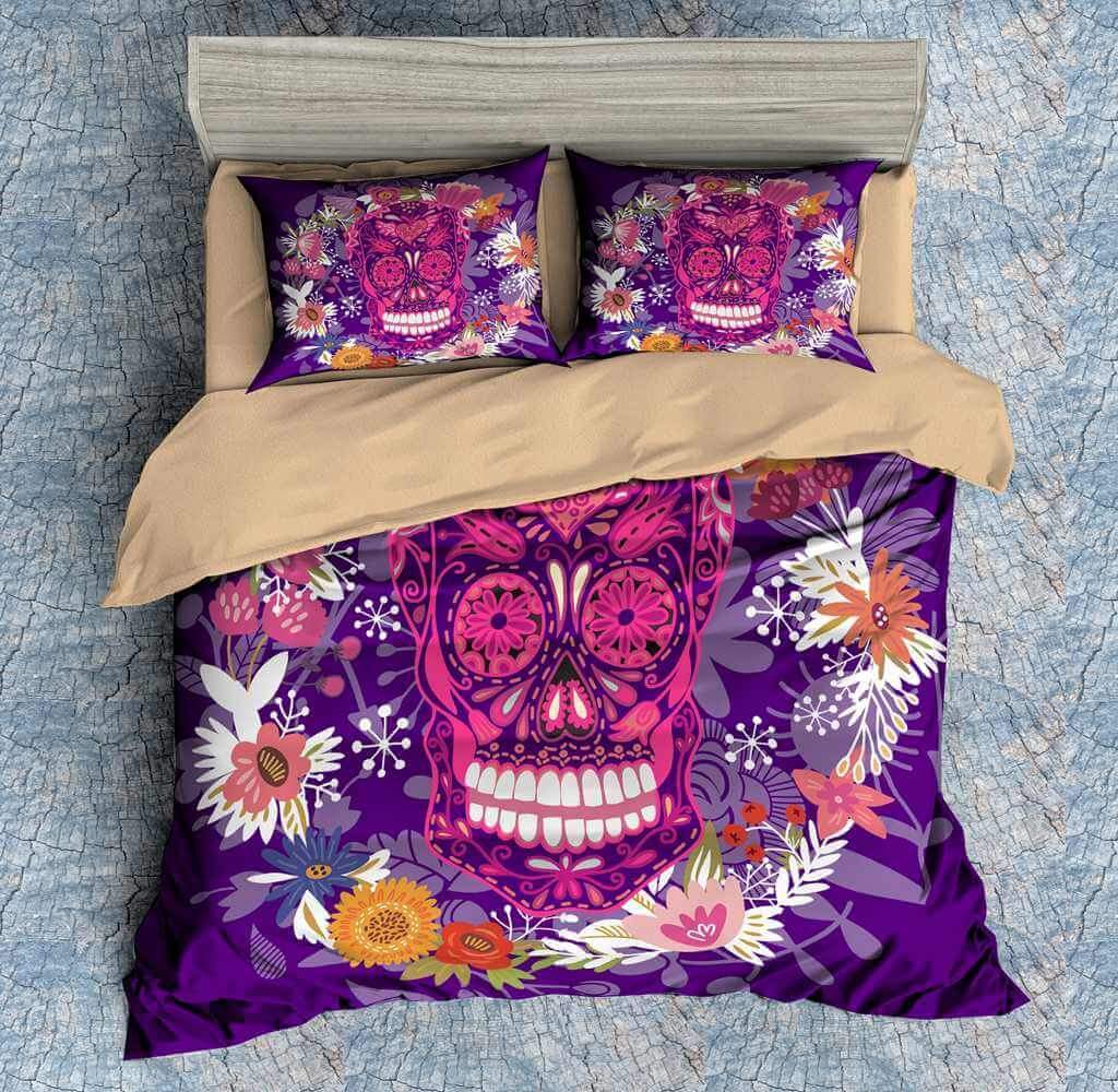 3D Customize Colorful Skull Customized Bedding Sets Duvet Cover