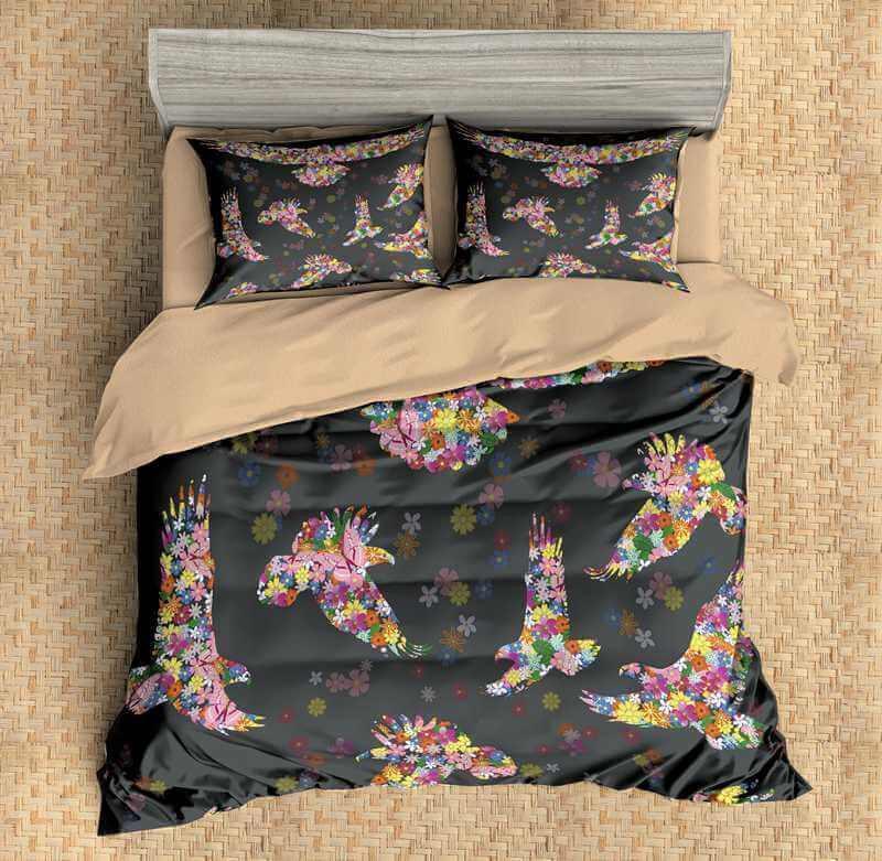 3D Customize Eagle and Flowers Customized Bedding Sets Duvet Cover