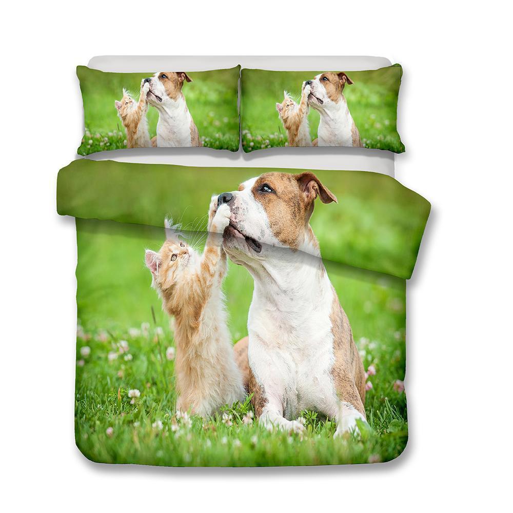 3D Design Animals Dogs Cats Pattern Queen Kingize Dog Quilt Pillow Coverl 3D Customized Duvet Cover Bedding Sets