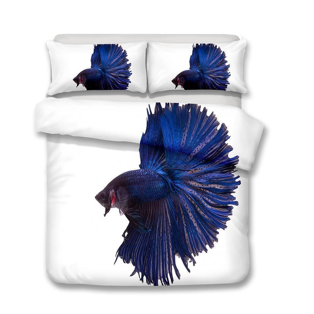 3D Design Fish Pattern Queen Kingize Quilt Pillow Coverl Underwater World Fish3D Customized Duvet Cover Bedding Sets