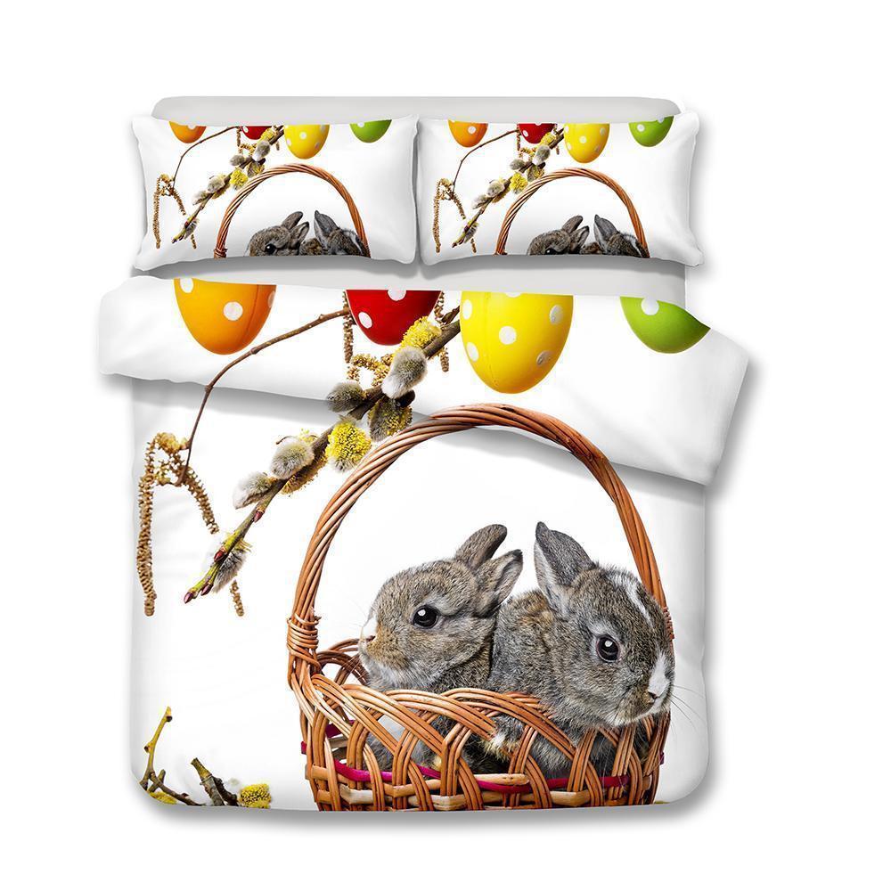 3D Design Rabbits Pattern Queen Kingize Quilt Pillow Coverl Rabbit animals3D Customized Duvet Cover Bedding Sets