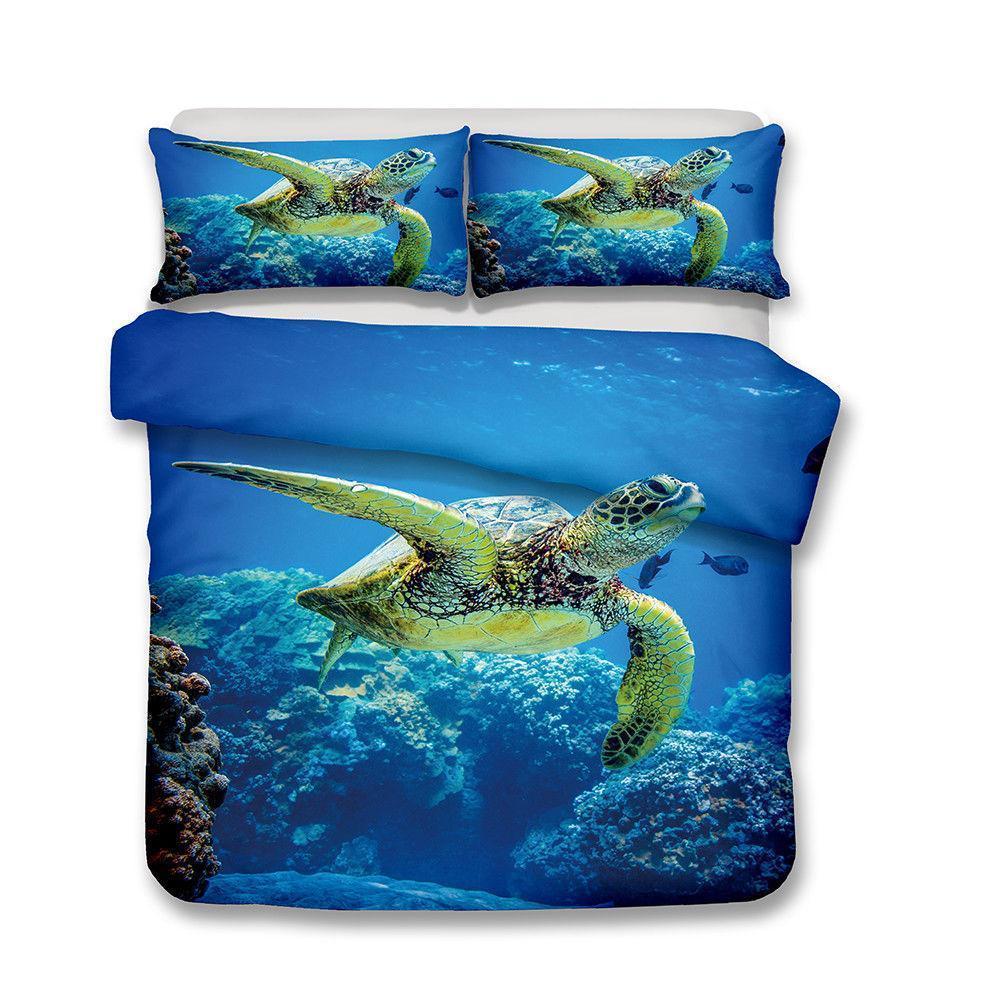 3D Designea Turtle Pattern Queen Quilt Pillow Coverl Underwater World for Bed Kingize3D Customized Duvet Cover Bedding Sets