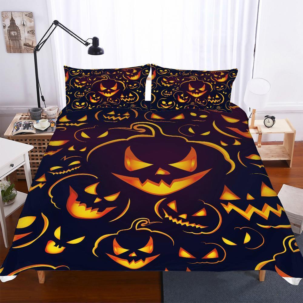 3D Halloween Pumpkin Light Ghost Pattern Print 3 Piece Multipleizeelection3D Customized Duvet Cover Bedding Sets