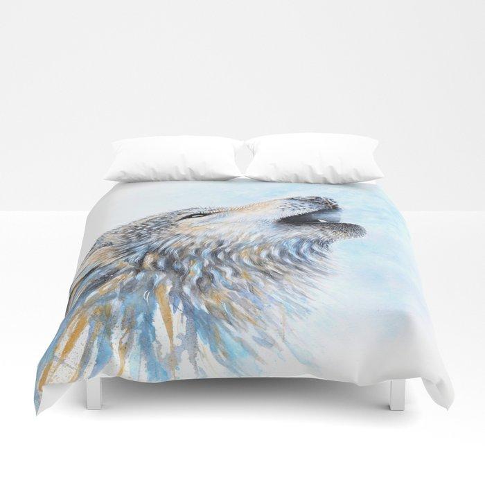 3D ‘Howling’ Watercolor Wolf Duvet Cover Bedding Sets