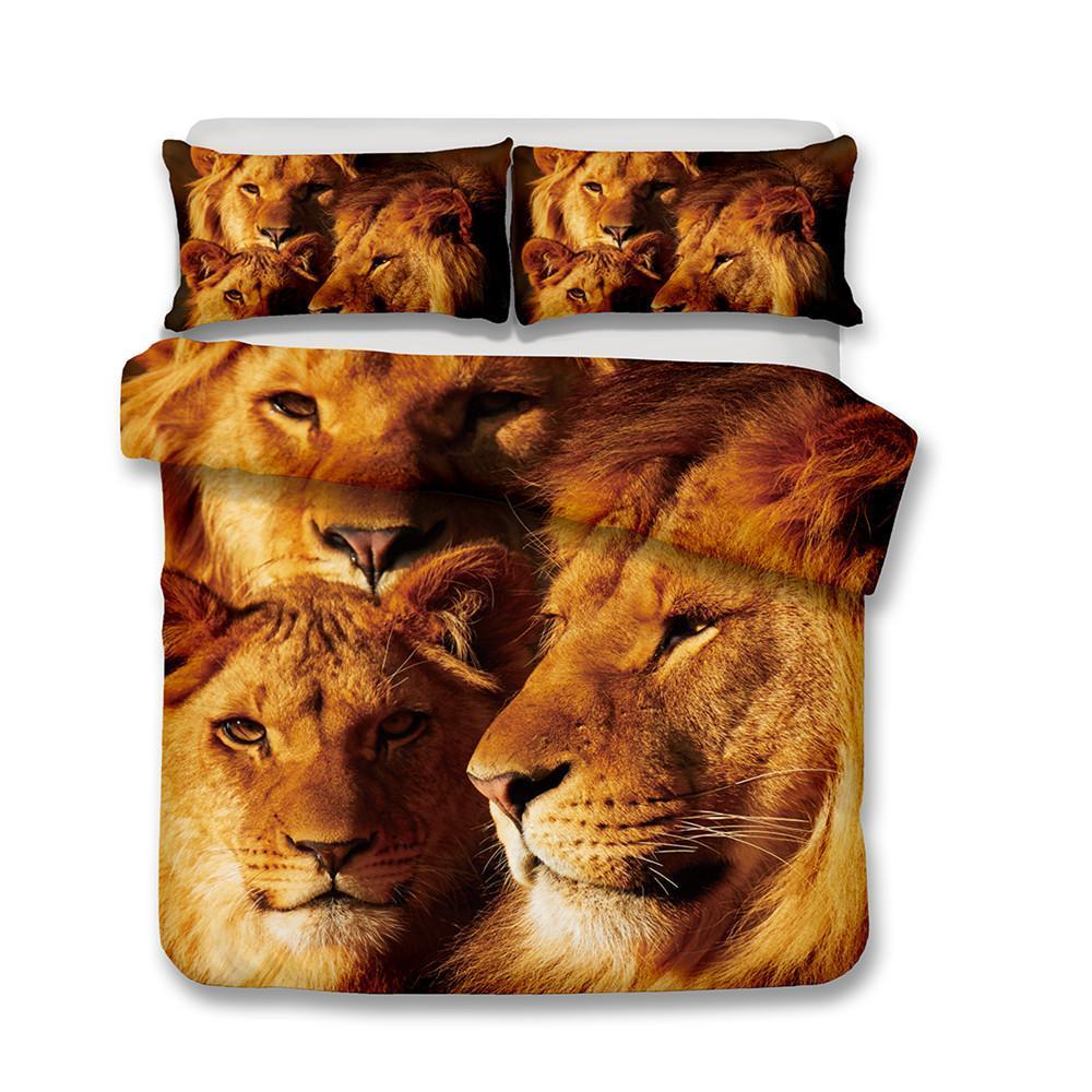 3D Lion Print Double Full Queen Extra Large Quilt Cover3D Customized Duvet Cover Bedding Sets