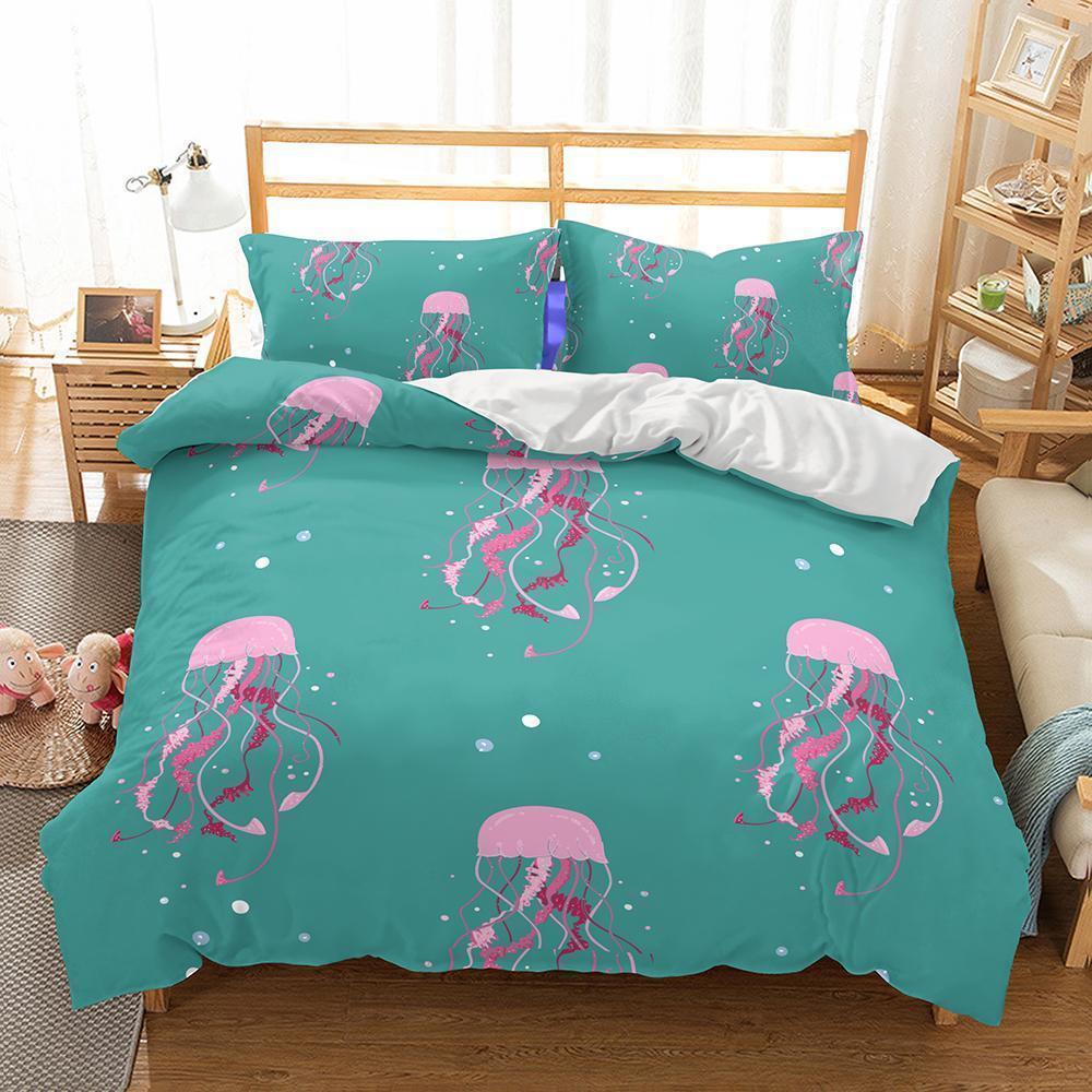 3D Naturalcenery Jellyfish Printed Twinize Bedroom Pillows Queen 3d hes3D Customized Duvet Cover Bedding Sets