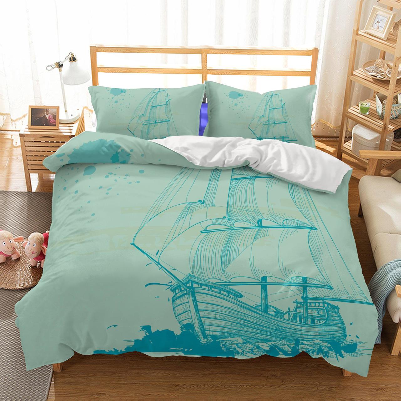 3D Naturalceneryailboat Printed Bedroom Blanket Mats Bed Quilt Christmas3D Customized Duvet Cover Bedding Sets