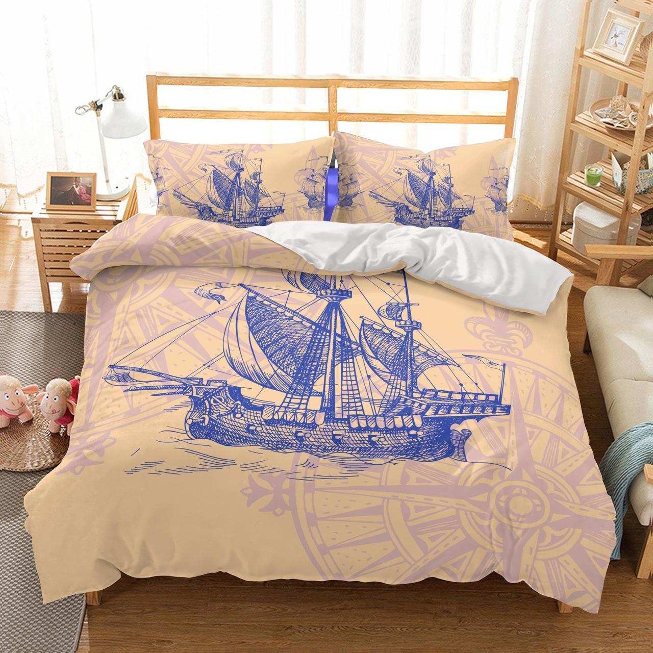 3D Naturalceneryailboat Printed Bedroom Christmas3D Customized Duvet Cover Bedding Sets