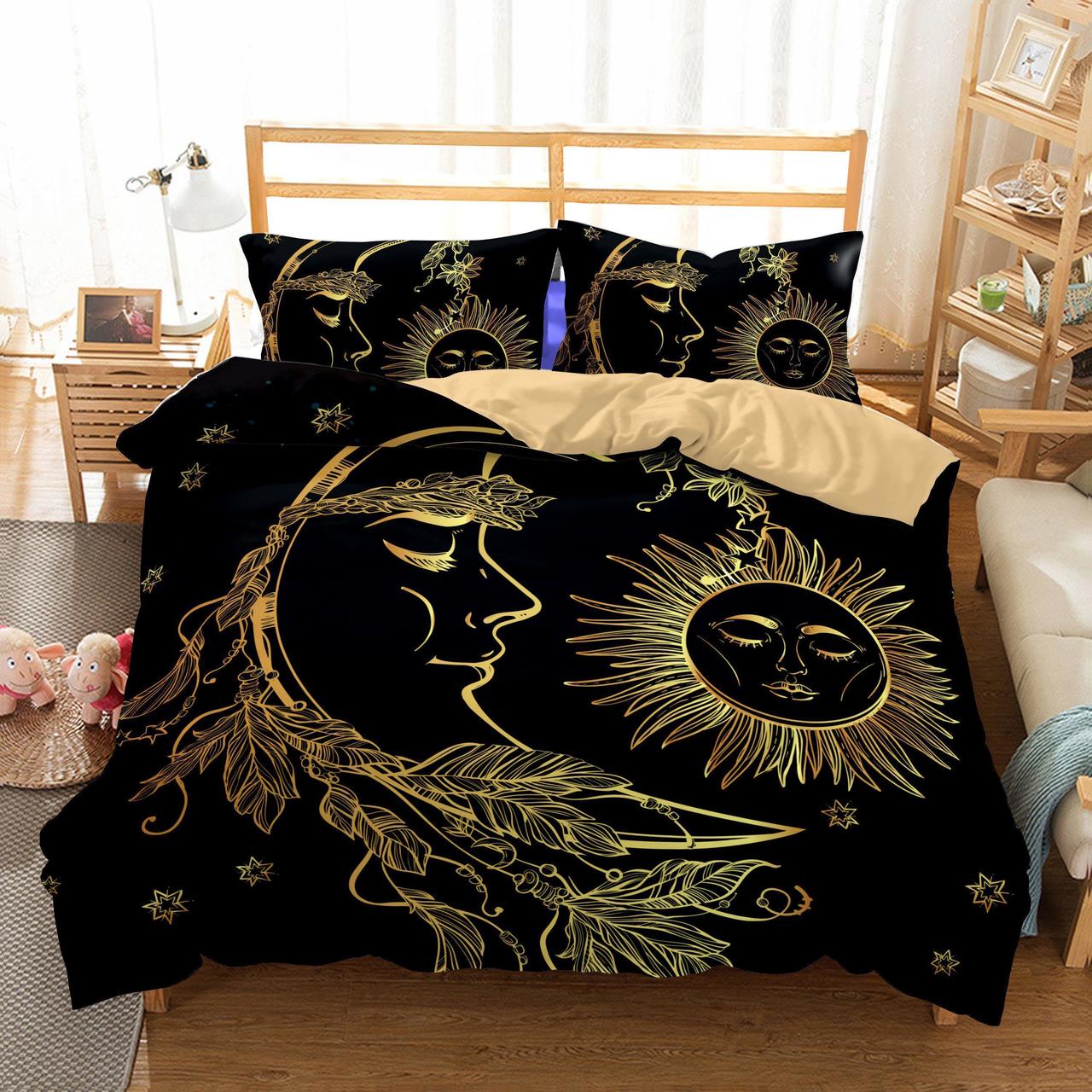 3D Naturalceneryun and Moon Bedroom Blanket Mats Bed Quilt 3D Customized Duvet Cover Bedding Sets