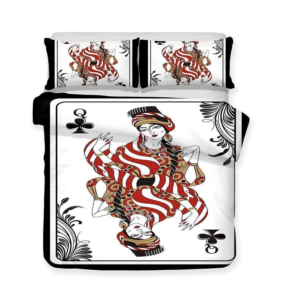 3d Plum Poker club Q cards Q Playing cards Art Print Allize Art Print et3D Customized Duvet Cover Bedding Sets