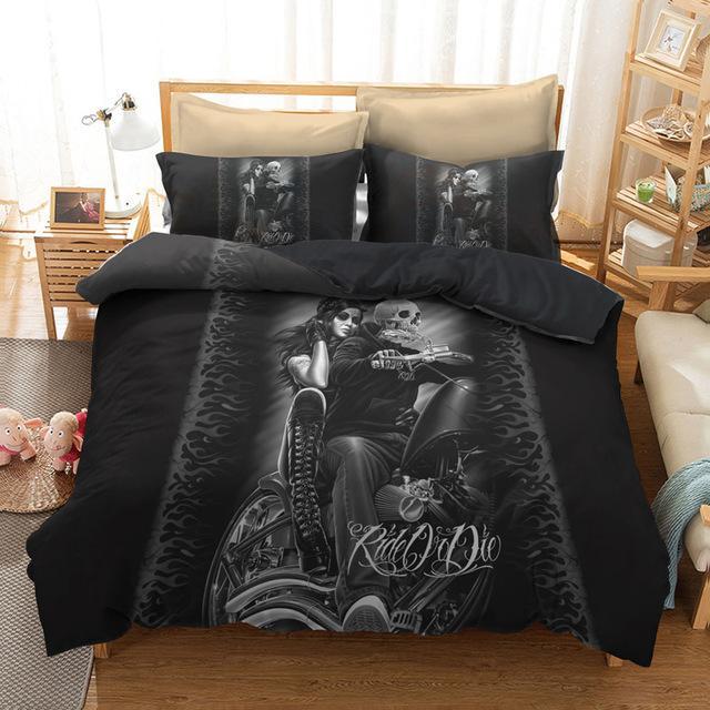 3D Ride & Die , Beauty Halley Motorcycle 3D Customized Duvet Cover Bedding Sets