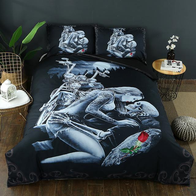 3D Ride Die Bedding Set Halley Motorcycle