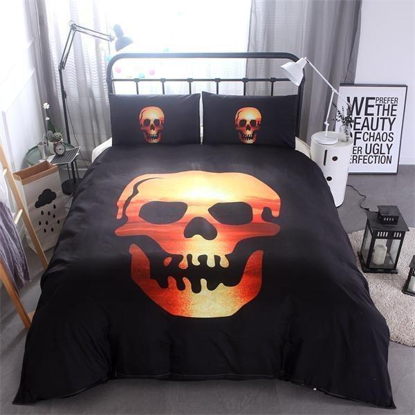 3D Skull Sunset Bedding Set