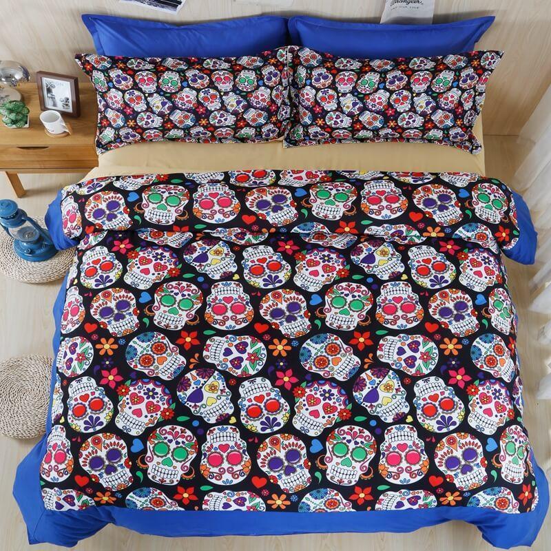 3D Sugar Skull Duvet Cover Set Bedding Set 3PCS Flat Sheet Pillowcases Bedclothes Bed Linen