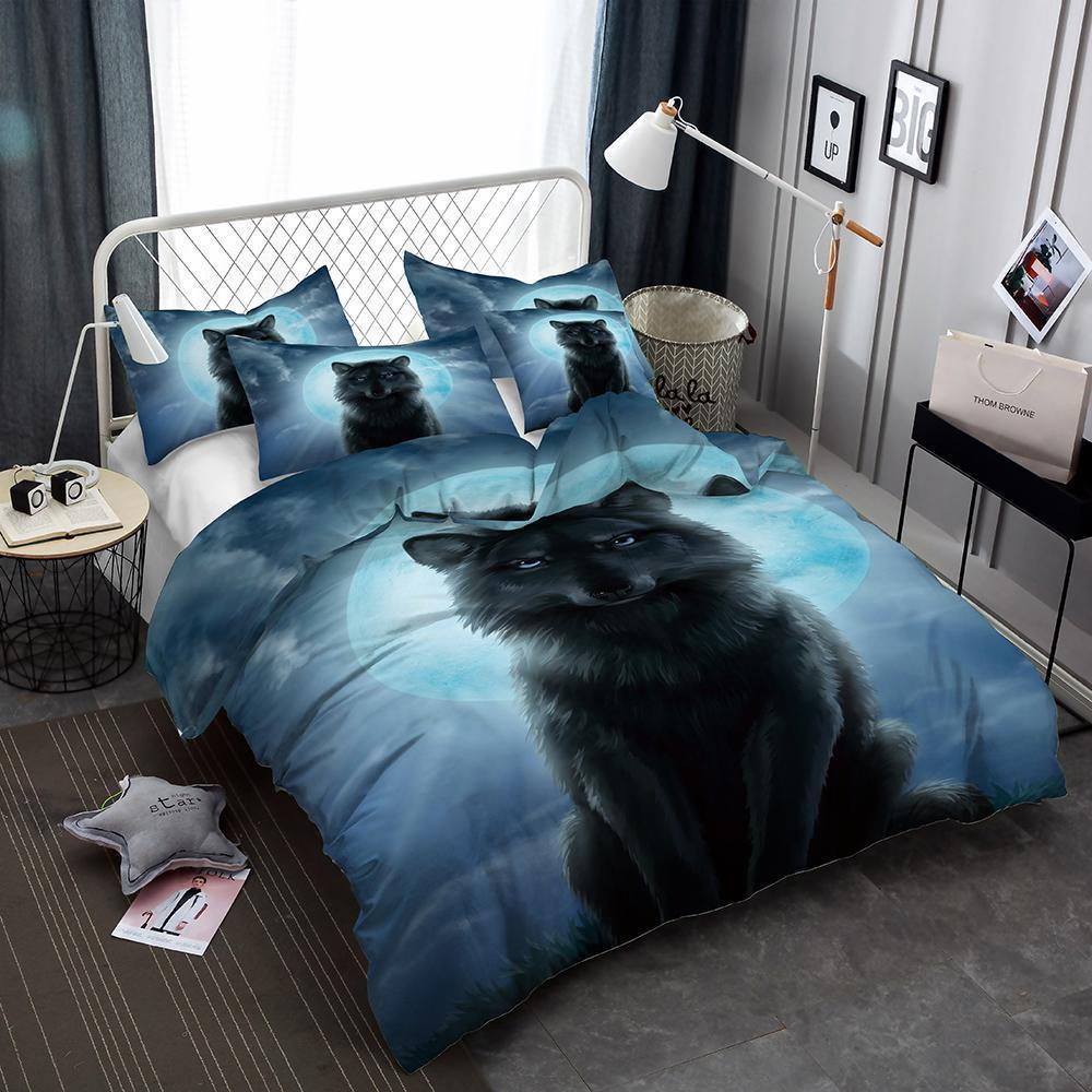 3d Wolf Pattern Digital Print 3 Pieceet Large Allizes3D Customized Duvet Cover Bedding Sets